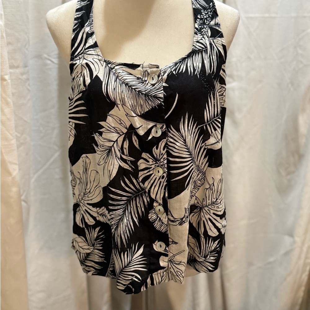 Christian Soriano 100% linen button front top